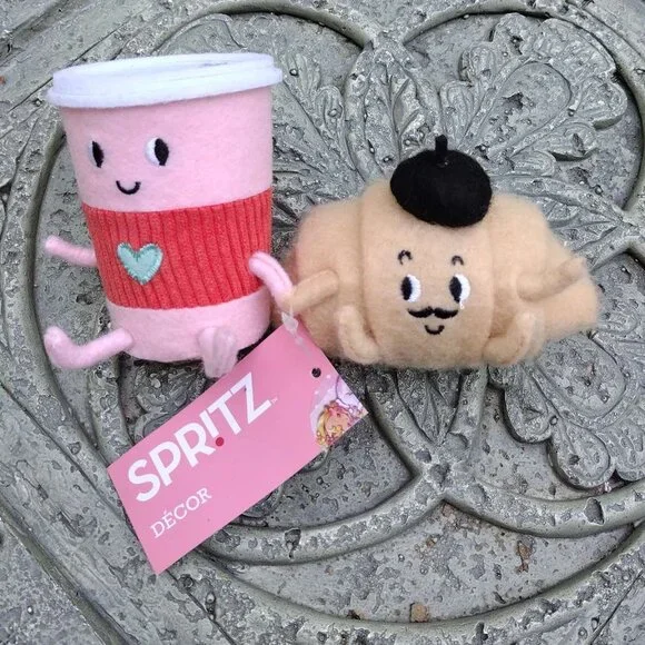 Target Spritz Felt Coffee & Croissant Duo Valentine's Day Figurine 2025 NEW - Picture 8 of 9